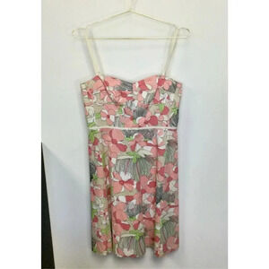 Vintage Tahari Womens 10 Sundress Floral Print Lined‎ Cotton Stretch Cruise Wear
